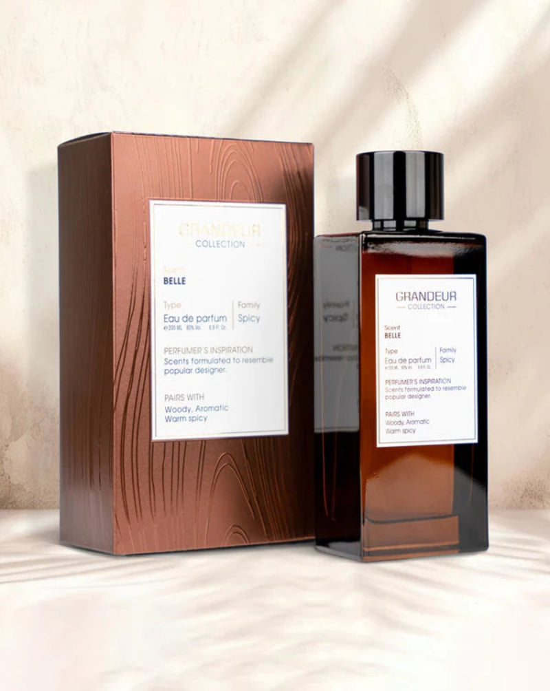 Perfume bottle and packaging with 'Glandeau' branding on a neutral background