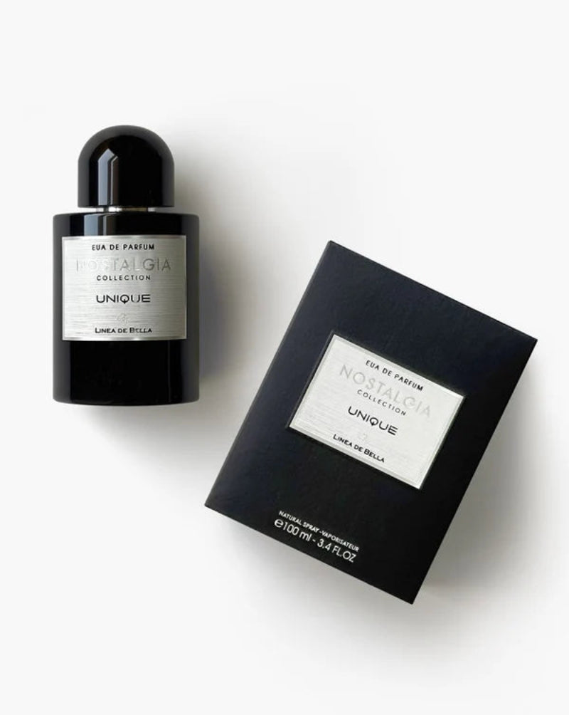 Perfume bottle and packaging of Nostaligia Collezione on a white background